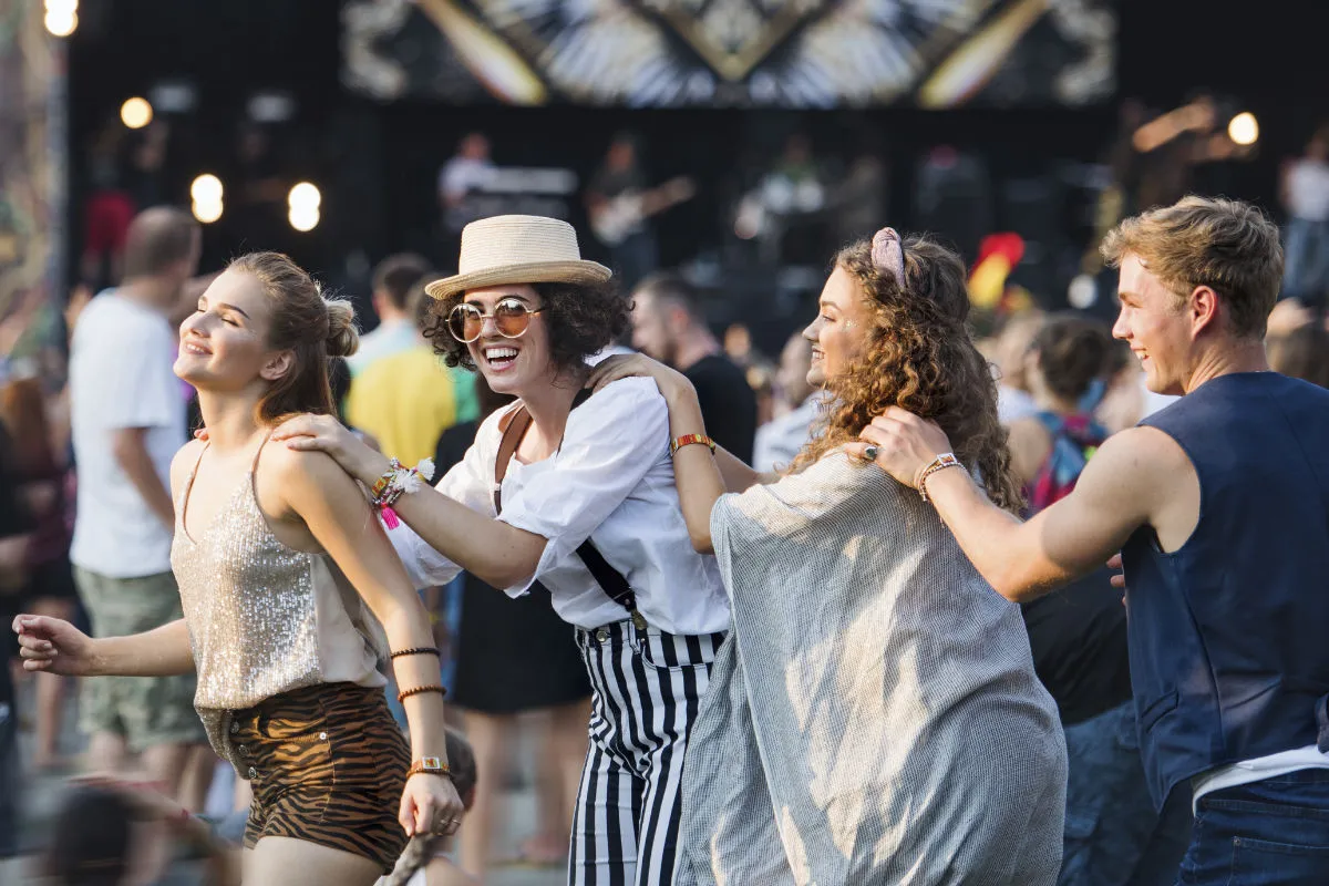 Festival crowd dancing