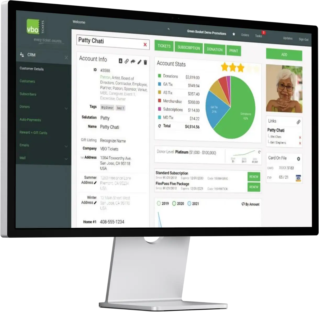 Free CRM included fee-free in the VBO Tickets SaaS platform