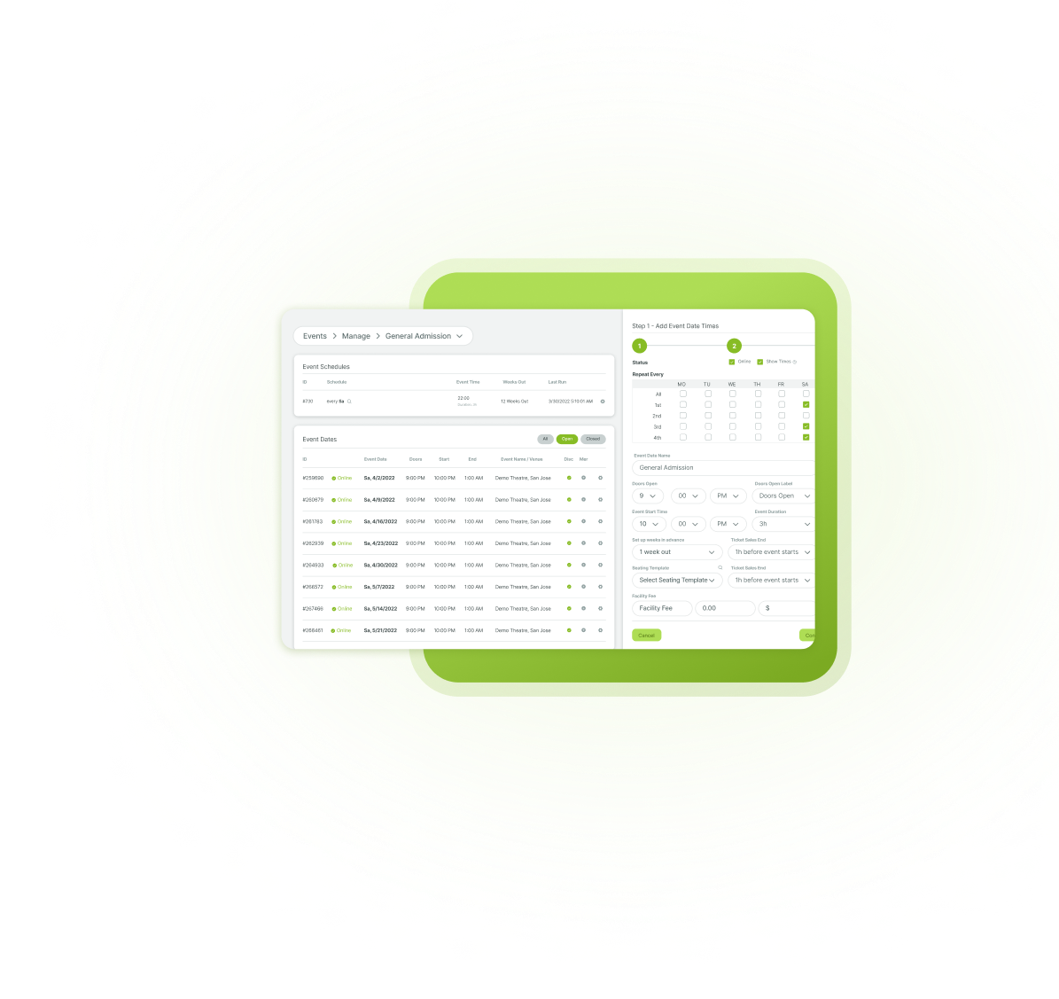 Streamline your event planning with Event Auto Scheduling- effortlessly manage recurring dates and focus on promoting your events, not scheduling them.