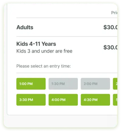 Patrons can easily view entry times with VBO's timed ticketing feature.