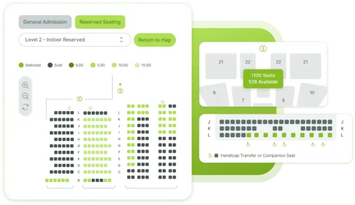 Powerful assigned seating or reserved seating ticketing software by VBO Tickets