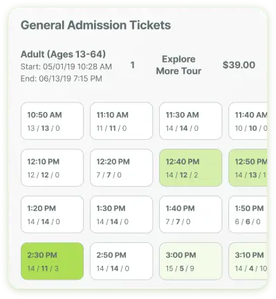 Easy to use timed ticketing feature for managing timeslots.