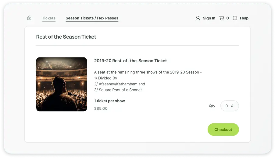 Standard Ticketing Subscription user menu