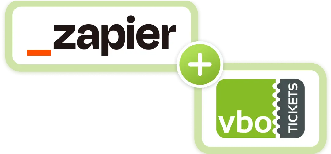 VBO Tickets and Zapier logos connected